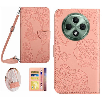 HT03 For Oppo Reno12 F 5G Case Butterfly Flowers PU Leather Crossbody Phone Cover