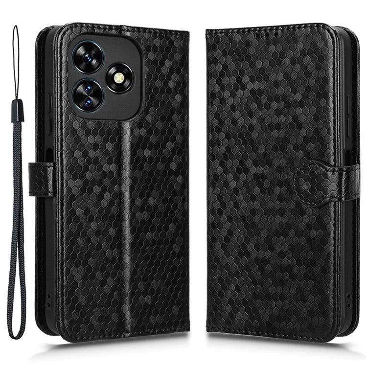 For Oukitel C51 Wallet Case Dot Pattern Imprint PU Leather Phone Cover