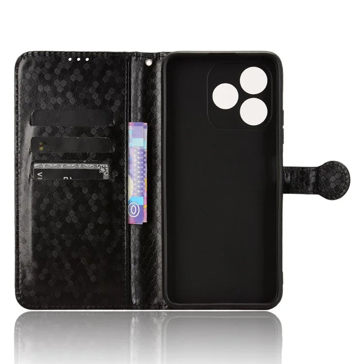 For Oukitel C51 Wallet Case Dot Pattern Imprint PU Leather Phone Cover