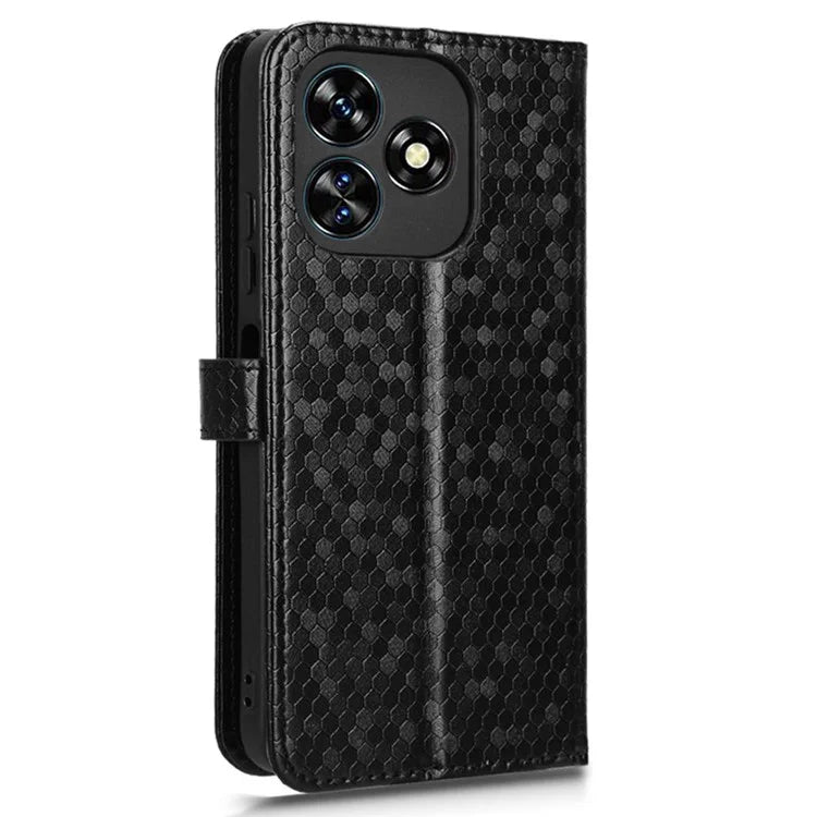 For Oukitel C51 Wallet Case Dot Pattern Imprint PU Leather Phone Cover