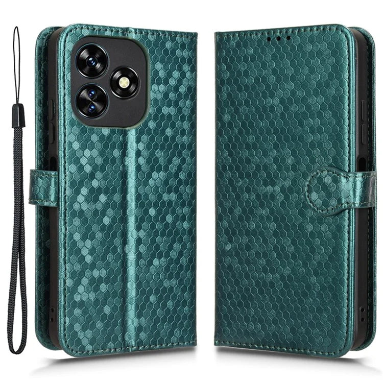 For Oukitel C51 Wallet Case Dot Pattern Imprint PU Leather Phone Cover