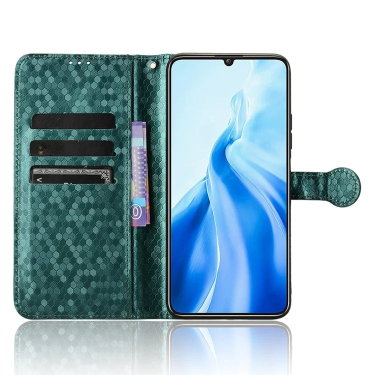 For Oukitel C51 Wallet Case Dot Pattern Imprint PU Leather Phone Cover
