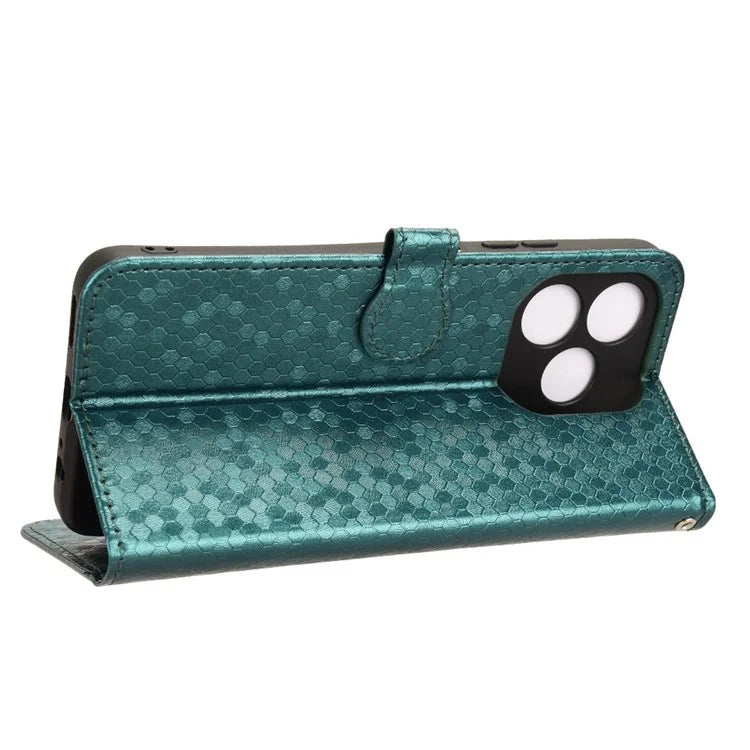 For Oukitel C51 Wallet Case Dot Pattern Imprint PU Leather Phone Cover