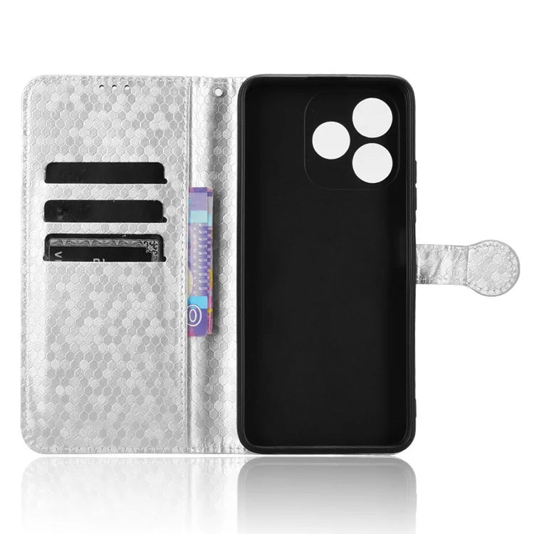 For Oukitel C51 Wallet Case Dot Pattern Imprint PU Leather Phone Cover
