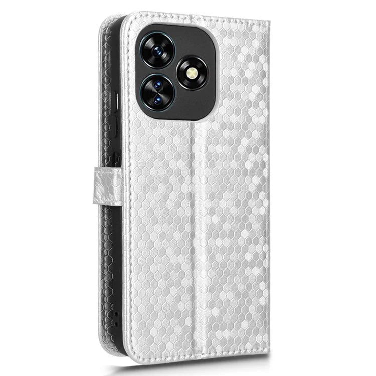 For Oukitel C51 Wallet Case Dot Pattern Imprint PU Leather Phone Cover