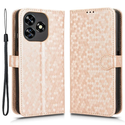 For Oukitel C51 Wallet Case Dot Pattern Imprint PU Leather Phone Cover