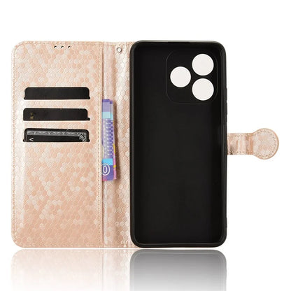 For Oukitel C51 Wallet Case Dot Pattern Imprint PU Leather Phone Cover
