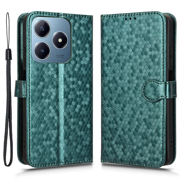 For Realme C61 4G / C63 4G Case Dot Pattern Imprint PU Leather Wallet Phone Cover