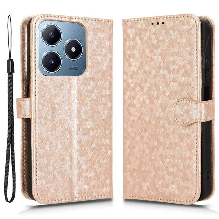 For Realme C61 4G / C63 4G Case Dot Pattern Imprint PU Leather Wallet Phone Cover