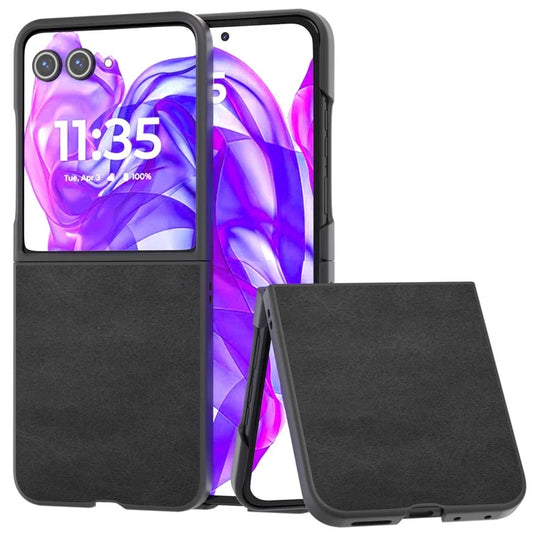 ABEEL For Motorola Razr 50 Ultra 5G Case Cowhide Texture Anti-Drop PU+PC Phone Cover