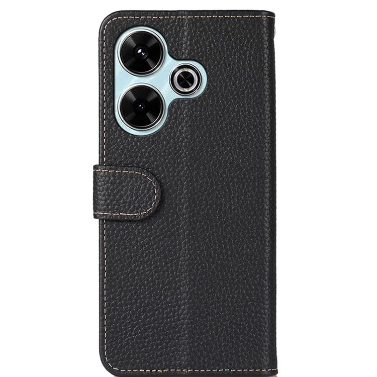 KHAZNEH For Xiaomi Redmi 13 5G / 13 4G Wallet Case Genuine Cow Leather Shockproof Phone Cover