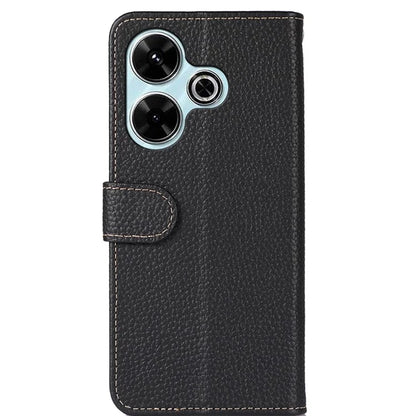 KHAZNEH For Xiaomi Redmi 13 5G / 13 4G Wallet Case Genuine Cow Leather Shockproof Phone Cover
