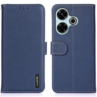 KHAZNEH For Xiaomi Redmi 13 5G / 13 4G Wallet Case Genuine Cow Leather Shockproof Phone Cover