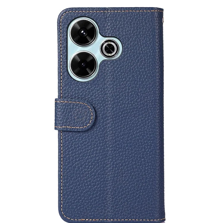 KHAZNEH For Xiaomi Redmi 13 5G / 13 4G Wallet Case Genuine Cow Leather Shockproof Phone Cover