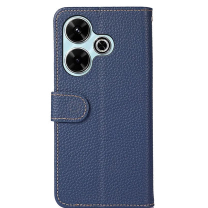 KHAZNEH For Xiaomi Redmi 13 5G / 13 4G Wallet Case Genuine Cow Leather Shockproof Phone Cover