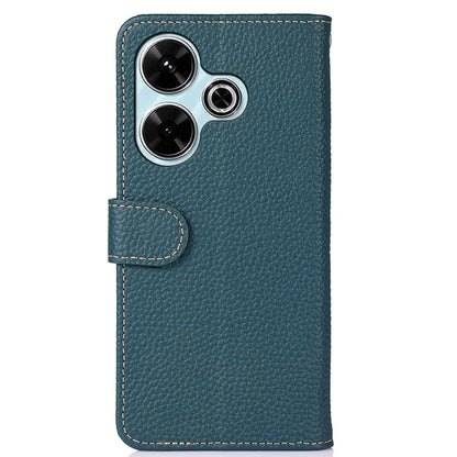 KHAZNEH For Xiaomi Redmi 13 5G / 13 4G Wallet Case Genuine Cow Leather Shockproof Phone Cover