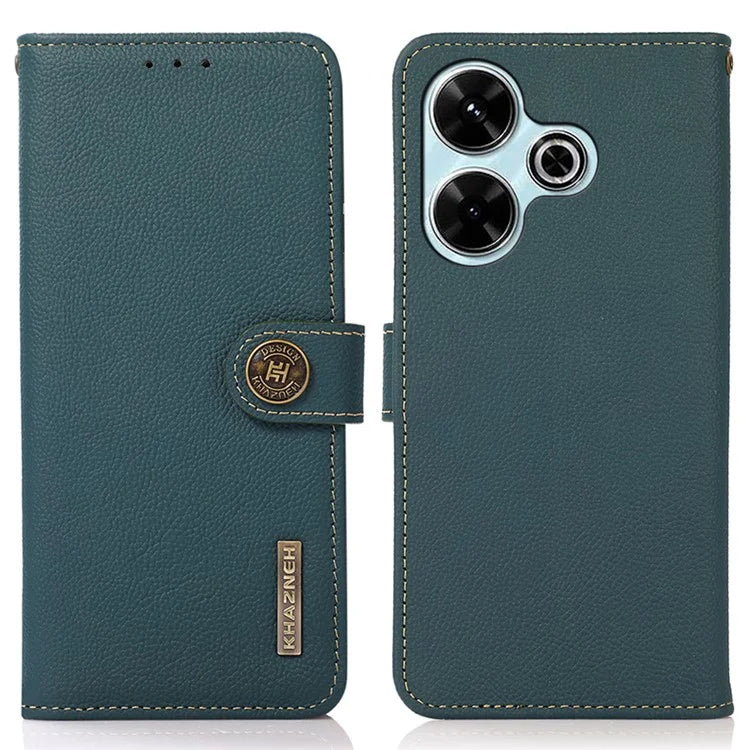 KHAZNEH For Xiaomi Redmi 13 5G / 13 4G Case Genuine Cow Leather Wallet Phone Cover