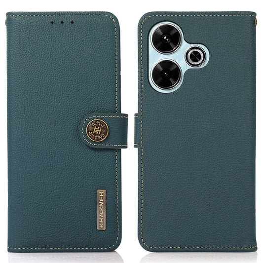 KHAZNEH For Xiaomi Redmi 13 5G / 13 4G Case Genuine Cow Leather Wallet Phone Cover