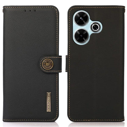 KHAZNEH For Xiaomi Redmi 13 5G / 13 4G Case Genuine Cow Leather Wallet Phone Cover