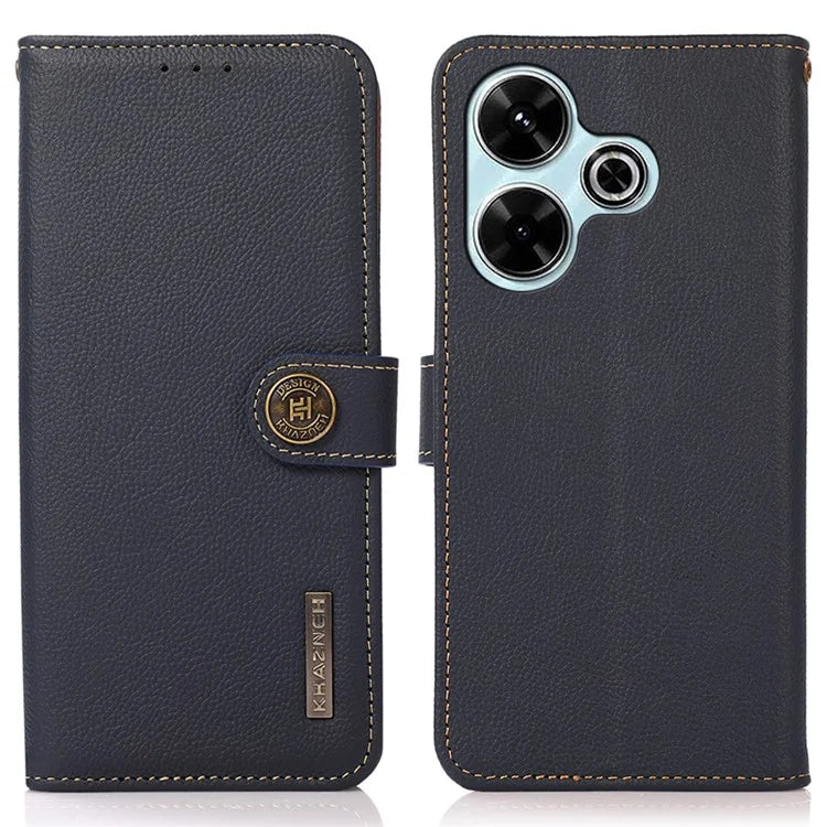 KHAZNEH For Xiaomi Redmi 13 5G / 13 4G Case Genuine Cow Leather Wallet Phone Cover