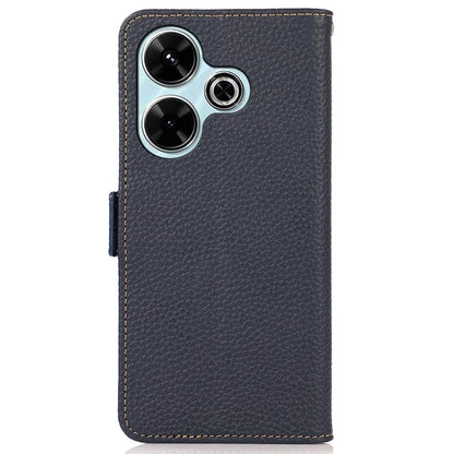 KHAZNEH For Xiaomi Redmi 13 5G / 13 4G Case RFID Blocking Genuine Cow Leather Flip Phone Cover