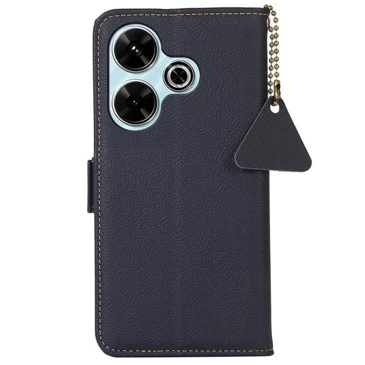 TJ For Xiaomi Redmi 13 5G / 13 4G Case Genuine Cow Leather Stand Phone Cover