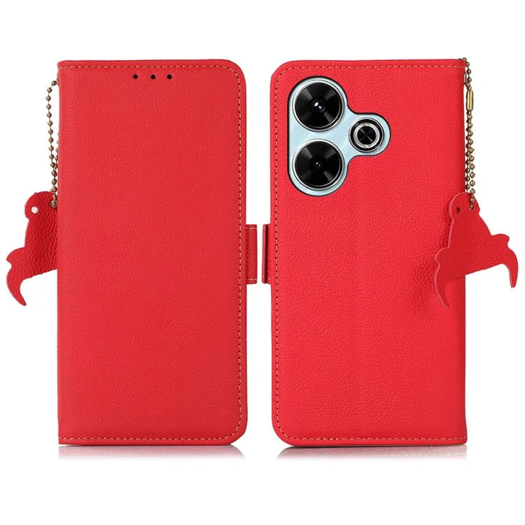 TJ For Xiaomi Redmi 13 5G / 13 4G Case Genuine Cow Leather Stand Phone Cover