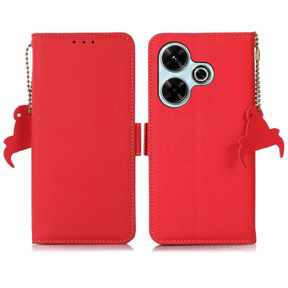 TJ For Xiaomi Redmi 13 5G / 13 4G Case Genuine Cow Leather Stand Phone Cover