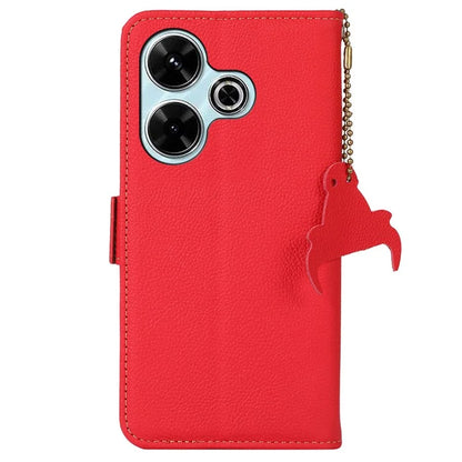 TJ For Xiaomi Redmi 13 5G / 13 4G Case Genuine Cow Leather Stand Phone Cover
