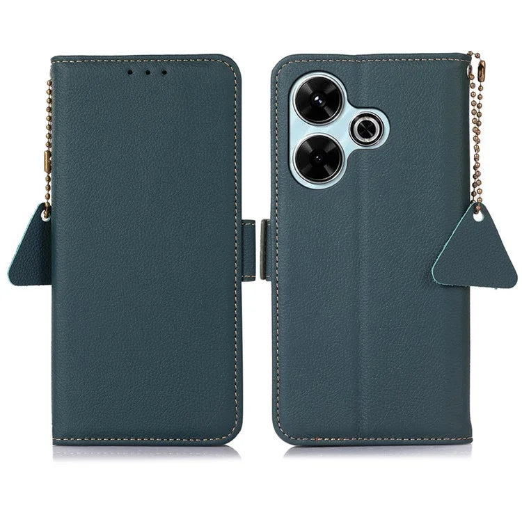 TJ For Xiaomi Redmi 13 5G / 13 4G Case Genuine Cow Leather Stand Phone Cover