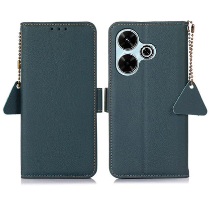 TJ For Xiaomi Redmi 13 5G / 13 4G Case Genuine Cow Leather Stand Phone Cover