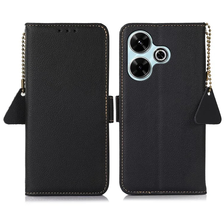 TJ For Xiaomi Redmi 13 5G / 13 4G Case Genuine Cow Leather Stand Phone Cover