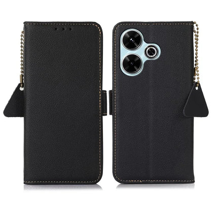 TJ For Xiaomi Redmi 13 5G / 13 4G Case Genuine Cow Leather Stand Phone Cover