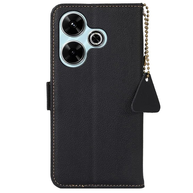 TJ For Xiaomi Redmi 13 5G / 13 4G Case Genuine Cow Leather Stand Phone Cover