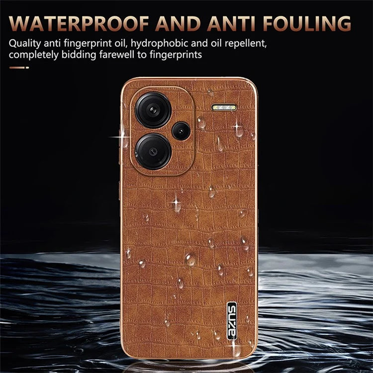 AZNS For Xiaomi Redmi Note 13 Pro+ 5G Electroplating Case Textured PU+TPU Phone Cover