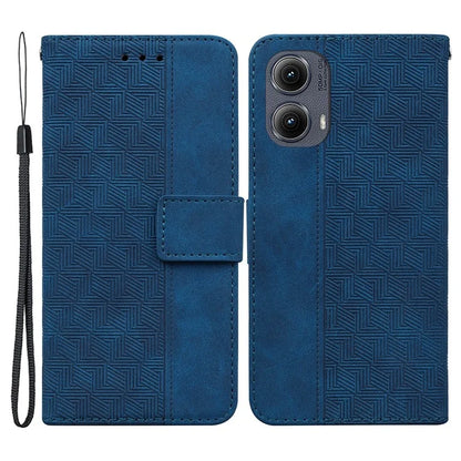 For Motorola Edge (2024) 5G Case Geometry Pattern Leather Wallet Phone Cover