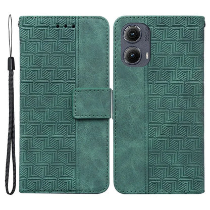 For Motorola Edge (2024) 5G Case Geometry Pattern Leather Wallet Phone Cover