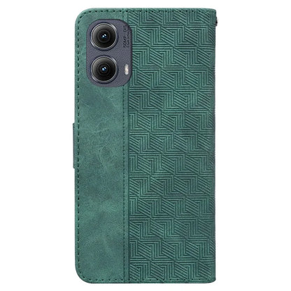For Motorola Edge (2024) 5G Case Geometry Pattern Leather Wallet Phone Cover