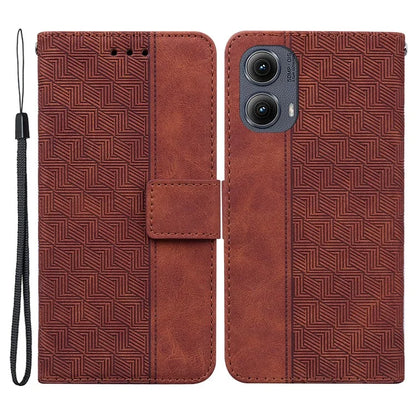 For Motorola Edge (2024) 5G Case Geometry Pattern Leather Wallet Phone Cover