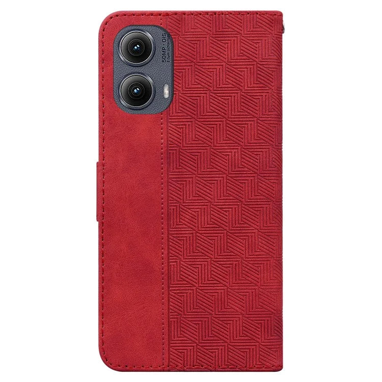 For Motorola Edge (2024) 5G Case Geometry Pattern Leather Wallet Phone Cover