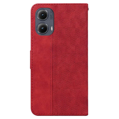 For Motorola Edge (2024) 5G Case Geometry Pattern Leather Wallet Phone Cover