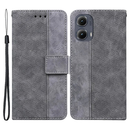 For Motorola Edge (2024) 5G Case Geometry Pattern Leather Wallet Phone Cover
