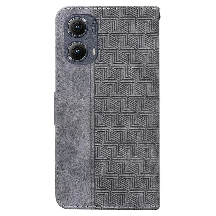 For Motorola Edge (2024) 5G Case Geometry Pattern Leather Wallet Phone Cover