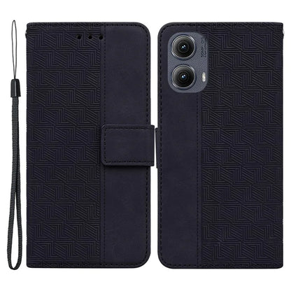 For Motorola Edge (2024) 5G Case Geometry Pattern Leather Wallet Phone Cover