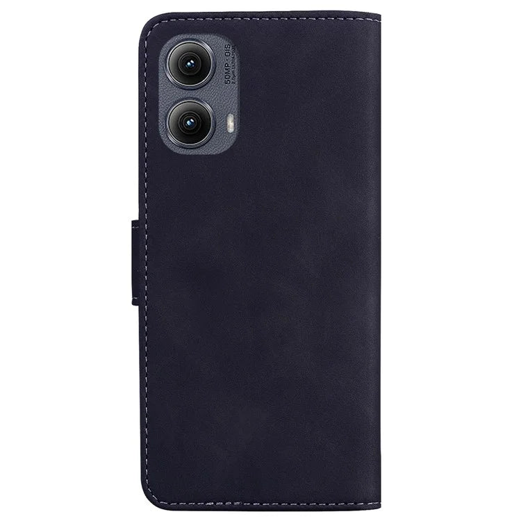 For Motorola Edge (2024) 5G Wallet Case Solid Color Leather Phone Cover