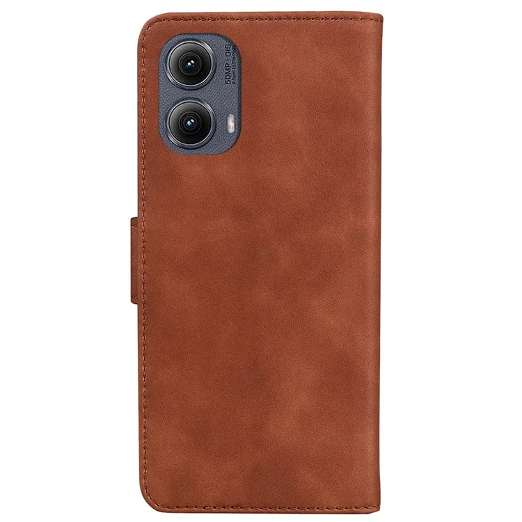 For Motorola Edge (2024) 5G Wallet Case Solid Color Leather Phone Cover