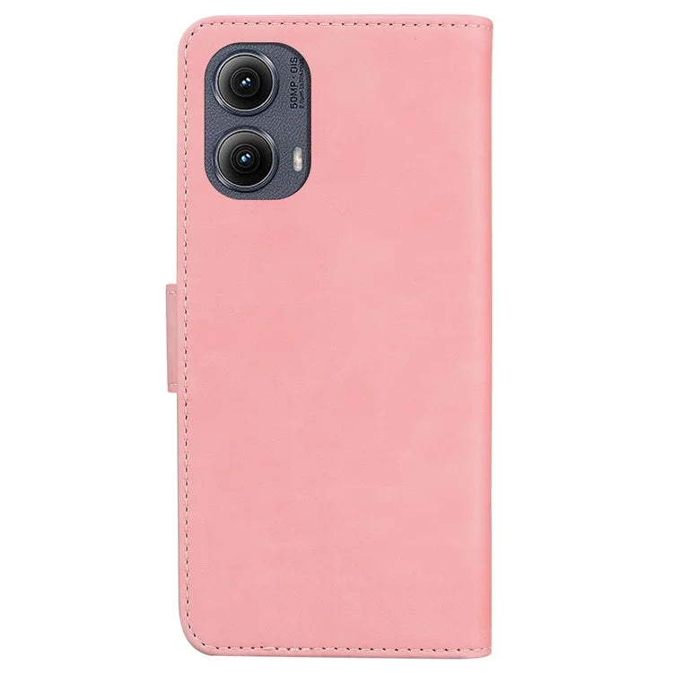 For Motorola Edge (2024) 5G Wallet Case Solid Color Leather Phone Cover