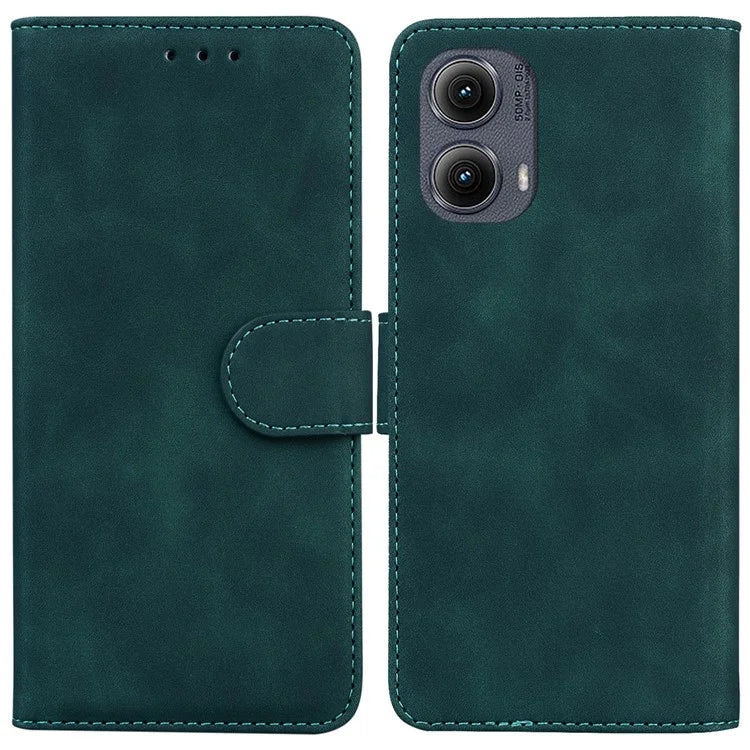 For Motorola Edge (2024) 5G Wallet Case Solid Color Leather Phone Cover