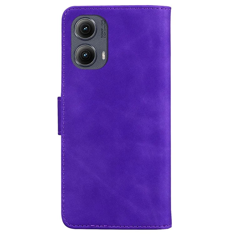 For Motorola Edge (2024) 5G Wallet Case Solid Color Leather Phone Cover