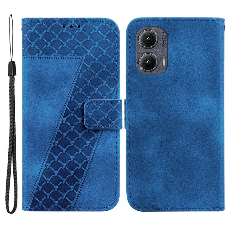 For Motorola Edge (2024) 5G Case 7-Shaped Pattern Leather Shockproof Phone Cover